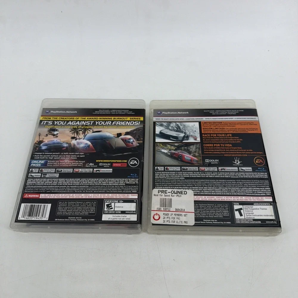 2 Game lot: Need for Speed the Run & Hot Pursuit (Playstation 3)
